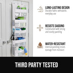 GORILLA GRIP Over The Door Organizer Storage, 5 Deep Hanging Shelves, Holds 50lbs, Closet Organizers Shelf for Bedroom, Shoes, Bathroom, Nursery, Dorm Essentials, 3 Metal Hooks, 58x15 Inches, White - Image 5