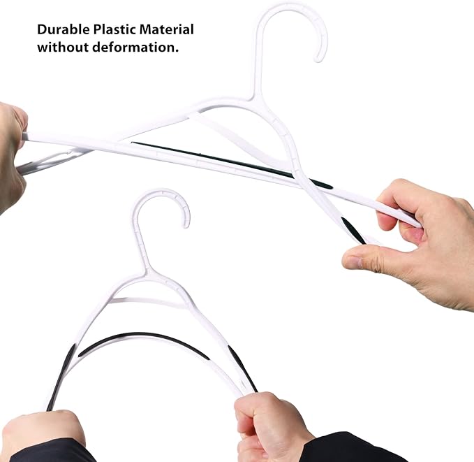 Plastic Clothes Hangers 30 Pack, Hangers with Grip Black - Image 4