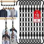 16 Pack Hangers Space Saving Magic Space Saver Smart Plastic Hangers Black | Clothes Hanger Organizer Closet Organizers and Storage for Closet Wardrobe Apartment College Dorm Room Essentials by Besslly