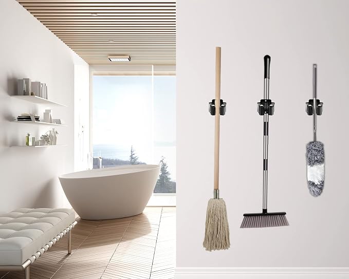 Verdenu 10 Pack Broom Holder Wall Mount, Mop Holder Wall Mounted, Stainless Steel Command Broom Holder with Screws, Garden Tool Rack Wall Mount for Kitchen, Home, Bathroom, Garage Storage, Black - Image 6