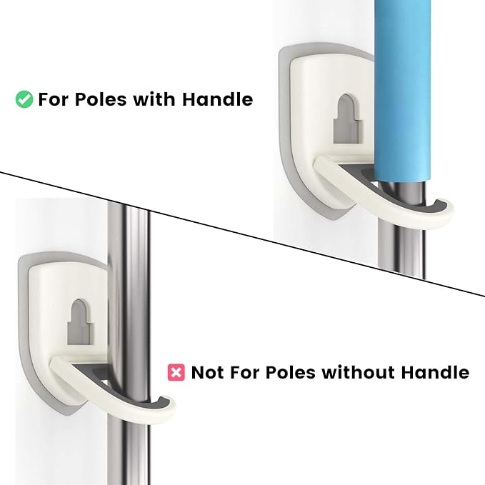 Broom Holder Wall Mount Self Adhesive, Broom and Mop Organizer Wall Hanging, No Drilling Anti-Slip Broom Hook Over Door for Home, Kitchen, Garden, Garage Storage 5-Pack - Image 8