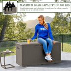 Greesum 100 Gallon Resin Deck Box Large Outdoor Storage, Imitation Rattan Weave Texture for Patio Furniture, Garden Tools, Pool Supplies, Weatherproof and UV Resistant, Lockable, Light Coffee - Image 4