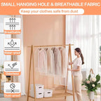 Clear Garment Bags (24'' x 48'' Set of 6) Clothes Covers for Closet Storage Closet Cover for Open Closet Hanging Clothes Travel Bag Clothes Bags with Zipper Gown Garment Bag for Long Dresses - Image 6