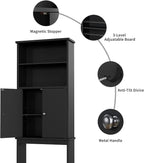 Shintenchi Over the Toilet Storage Cabinet, Bathroom Above the Toilet Rack, Bathroom Adjustable Shelf Organizer with Open Bottom Bar and Anti-Tip Device, Black - Image 7