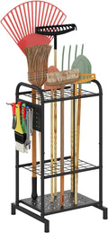 Garden Tool Organizer with Hooks, Steel Yard Storage Holder,Broom Holder by PULIJIAJU