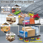 2 Shelf Utility Service Cart- 660lbs Capacity Heavy-Duty Plastic Rolling Utility Carts with 4 of 360° Swivel Wheels and Handle, Large Service Cart for Groceries,Warehouse,Garage 34.6''x 22.8'' - Image 5