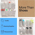 GORILLA GRIP Over the Door Shoe Organizer, 24 Large Pockets, Linen | Breathable Mesh Pocket, Space Saving Hanging Storage Holder, Closet Rack Hanger for Shoes, Pantry and Bathroom Accessories - Image 6