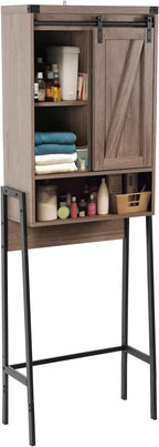 Over Toilet Storage Cabinet with Barn Door & Adjustable Shelves by GROZING