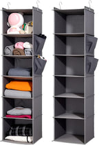 2 Packs Hanging Closet Organizer, 6-Shelf Closet Organizers and Storage with Side Pockets, Collapsible Hanging Shelves for Closet & RV & College Dorm,Grey by WelcometoYRCBEHFU