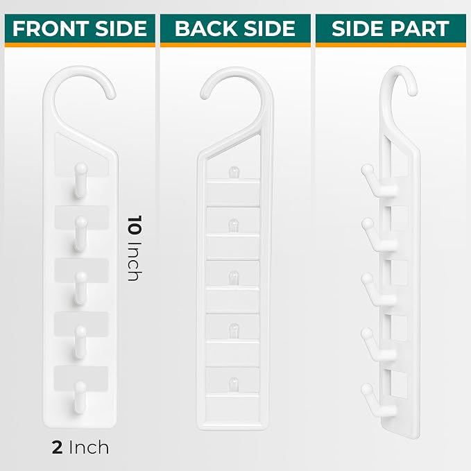 CraftyCrocodile Space Saving Hangers for Clothes - 6 in Pack, Heavy Duty Plastic, Multi Closet Space Savers for Shirts, Pants, Jeans, Sweaters - Hanger Organizer Space Saver, White - Image 2