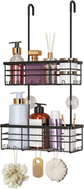 HapiRm Hanging Shower Caddy Organizer - No Drilling Shower Organizer with Hooks, Rustproof & Waterproof 304 Stainless Steel Bathroom Shelves - Black by HapiRm