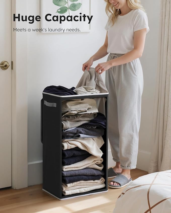 SOLEDI Slim Laundry Basket with Lid, Narrow Laundry Hamper for Small Space - Image 3