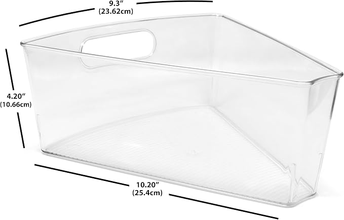 Kitchen Spaces Lazy Susan Deep Organizer Bins, Corner Cabinet Turntable Shelf Storage for Kitchen and Pantry Items, Clear and Sturdy with Built-In Handles, 2 Pack - Image 2