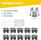 Verdenu 10 Pack Broom Holder Wall Mount, Mop and Broom Holder Wall Mount, Stainless Steel Command Broom Holder with Screws, Garden Tool Storage Organizer for Kitchen, Home, Bathroom, Garage, Grey - Image 2