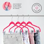 Home-it 10 Pack Clothes Hangers with Clips Pink Velvet Hangers use for Skirt Hangers Clothes Hanger Pants Hangers Ultra Thin No Slip - Image 4