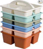 Set of 6 Classroom Caddy, Small Plastic Storage Caddy with Handle, Boho by RAUVOLFIA