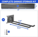 Garage Tool Organizer Wall Mount, 48 Inch Heavy Duty Garden Tool Organizer Storage System, Easy Install with 6 Adjustable Straight Hooks, for Garage, Basement, Shed, Workshop, Black, Steel - Image 7