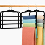 4 Pack Space Saving Velvet Pants Hangers, Dorm Room Essentials, Non-Slip Multi-Tier Closet Organizer for Jeans & Slacks, Maximize Wardrobe Storage with Multi-Purpose Rack for Shorts, Scarves & Ties by CLODSPAC