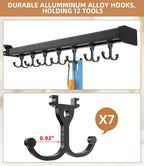 Pull Out Broom Holder With Adjustable Double Row Sliding Hook, Multifunctional Slide Broom And Mop Storage/Organizer Garage Organization Hooks, for Closet Laundry - /16.14inch - Image 4