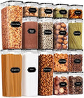 PRAKI Airtight Food Storage Containers Set, 16 Pcs BPA Free Plastic Dry Food Canisters for Kitchen Pantry Organization and Storage Ideal for Cereal, Flour & Sugar - Labels, Marker(Black) by PRAKI