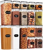 PRAKI Airtight Food Storage Containers Set, 16 Pcs BPA Free Plastic Dry Food Canisters for Kitchen Pantry Organization and Storage Ideal for Cereal, Flour & Sugar - Labels, Marker(Black) by PRAKI