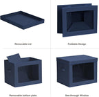 Homsorout Stackable Storage Bins with Lids - Large Storage Box with Lids, Foldable Closet Boxes for Organizing, Wardrobe Clothes Organizer with Window, Cubes Bins for Living Room, 3 Pack, Navy Blue - Image 7