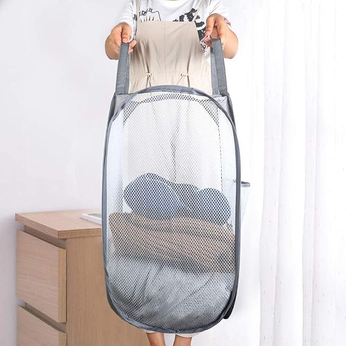 Larpur Pack of 3 Pop up Laundry Hampers, Collapsible Laundry Baskets, Gray - Image 3
