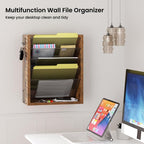 Mail Organizer Wall Mounted, 6-Slot Hanging File Organizer with Key Holder - Image 3