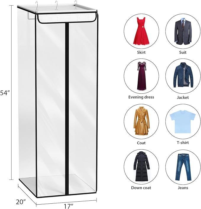 Univivi Garment Bags for Hanging Clothes, Cloth Bag 54 In, 2 PCS, Clear - Image 3