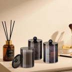 6 Pcs Acrylic Qtip Holder, Cotton Ball Holder Jars with Lids, Black - Image 7
