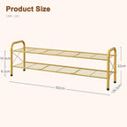 Hoctieon 2 Tier Shoe Rack for Closet, Durable Mesh Style Shoe Rack, Entryway Shoe Shelf, Shoe Storage Organizer for Hallway, Bedroom, Living Room, Wardrobe, Gold - Image 3
