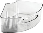 mDesign Plastic Lazy Susan Cabinet Storage Bin with Front Handle for Kitchen Countertop, Pantry, Shelf, Fridge Organization - Hold Food, Drinks, Snacks - Ligne Collection - Smoke Gray Tint - Image 6