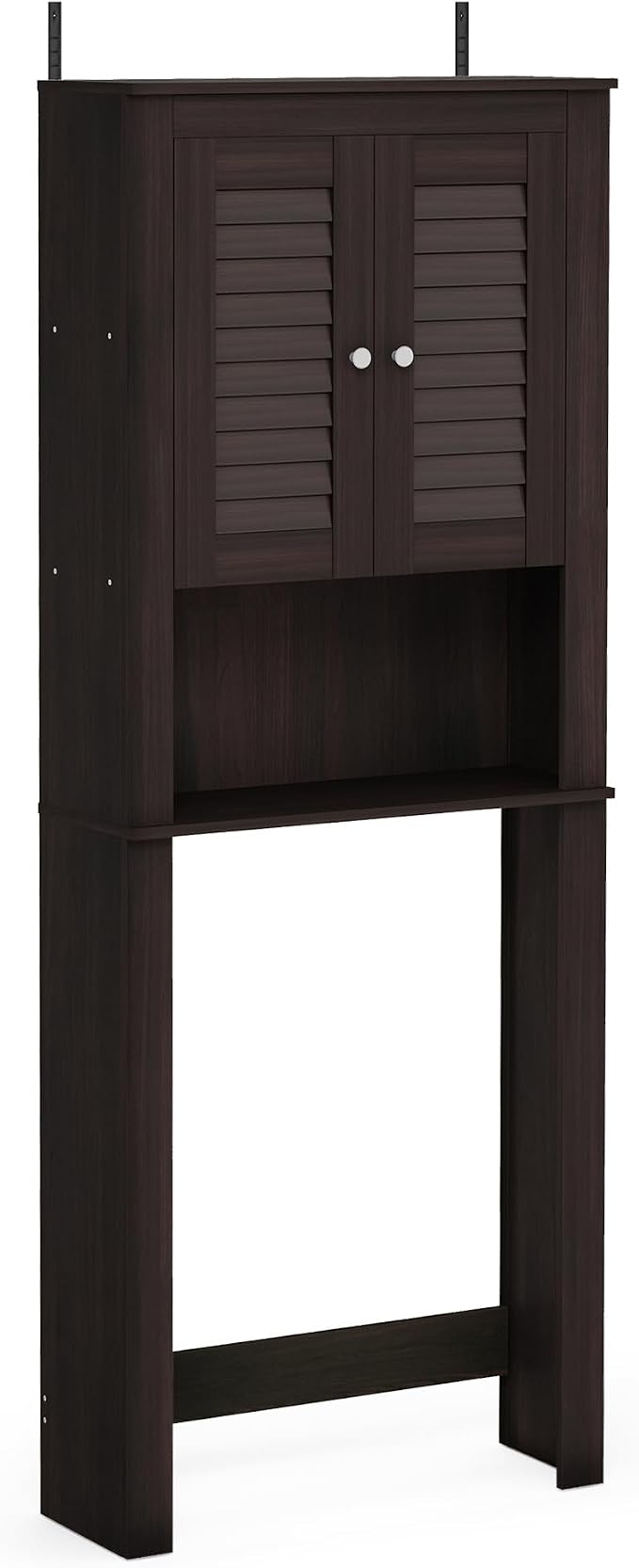 Furinno Indo Black Over The Toilet Storage with Double Louver Doors, Bathroom Storage Cabinet, Bathroom Shelf, Space Saving Over The Toilet Organizer, Black Espresso - Image 5