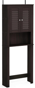 Furinno Indo Black Over The Toilet Storage with Double Louver Doors, Bathroom Storage Cabinet, Bathroom Shelf, Space Saving Over The Toilet Organizer, Black Espresso - Image 5