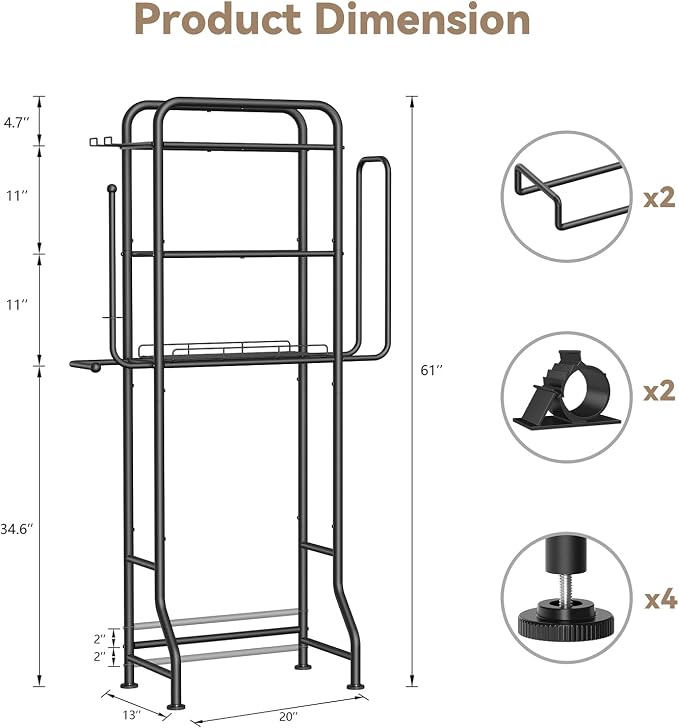 3-in-1 Over the Toilet Storage Rack, 3-Tier Toilet Organizer Shelf - Image 2
