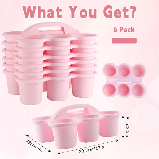 gisgfim 6 Pack Classroom Caddy Organizer with Handle, 6 Compartments, Pink - Image 2