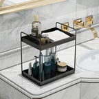 2 Tier Bathroom Counter Organizer, Vanity Storage Shelf, Black - Image 2