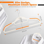 Lightweight White Plastic Hangers 20 Pack with Cascading Hook, Space Saving Thin, Closet Organizer, Orange Anti-Slip Pads, 360° Swivel, Tie Holder - Image 3