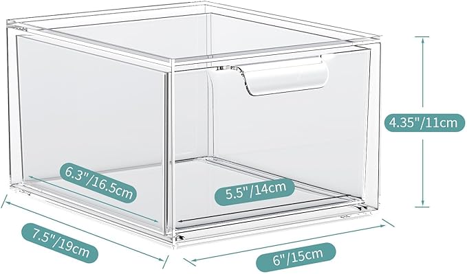 4 Pack Stackable Acrylic Makeup Organizer, Clear Storage Drawers - Image 3
