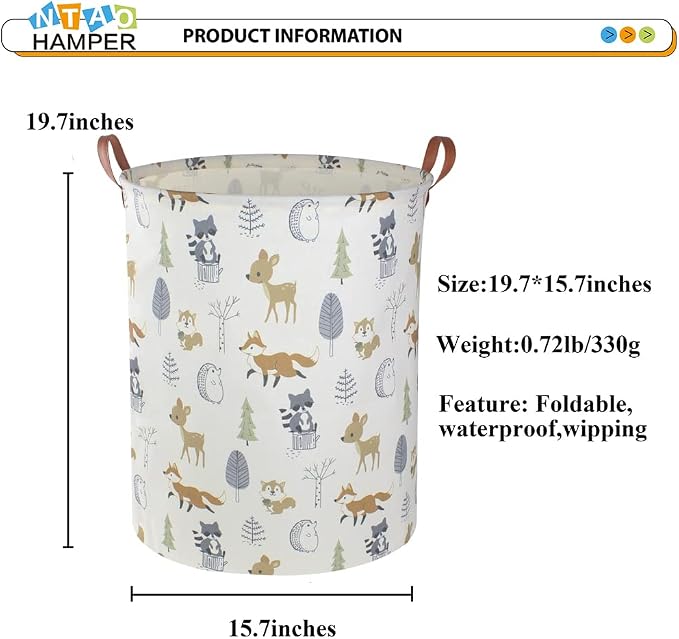 NTAOHAMPER Laundry Hamper, Laundry Basket, Waterproof Storage Bin for Bedroom, Clothes Organizer Basket, Books Box, Room Decor(Animal) - Image 5
