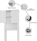 Shintenchi Over the Toilet Storage Cabinet, Bathroom Shelf Organizer with Anti-Tip Device Small Freestanding Space Saver with Adjustable Shelf，White - Image 7