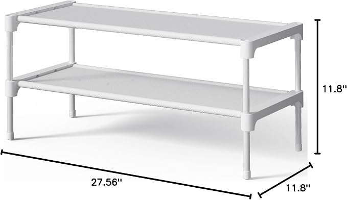 Kitsure Shoe Rack - Non-Woven Shoe Rack Shelf, 27.5" Wide - 2 Tier, White | Shoe Organizer for Closet, Entryway, Garage, Stackable Shoe Shelves, college dorm&apartment essentials - Image 2