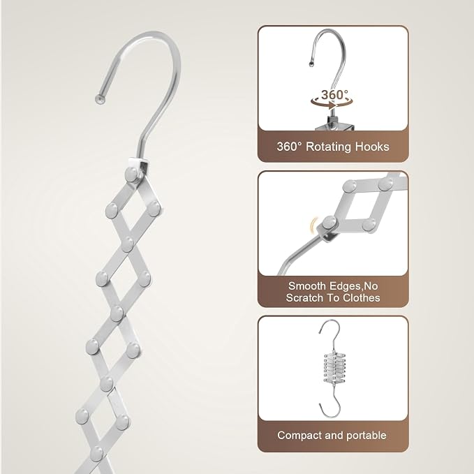 4 Pack Space Saving Hangers for Clothes: Extendable Metal Hangers - Image 3