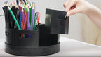 Black Rotating Desk Organizer with Dividers Lazy Susan Caddies for Home School Office Supplies, Pens, Markers and Art Supplies for Classroom - Image 5