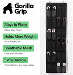 GORILLA GRIP Over the Door Shoe Organizer, 24 Large Pockets, Black | Breathable Mesh Pocket, Space Saving Hanging Storage Holder, Closet Rack Hanger for Shoes, Pantry and Bathroom Accessories - Image 2