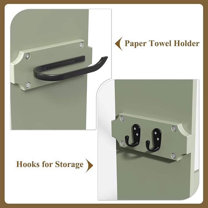 HLR Over The Toilet Storage Cabinet with Gold Trim, Over Toilet Bathroom Organizer with Adjustable Shelves and Toilet Paper Holder, Above Toilet Storage Cabinet Spacesaver for Bathroom (Green) - Image 3