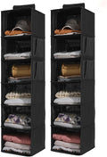 2 Packs Hanging Closet Organizer Storage, 6-Shelf Hanging Shelves for Closet, Closet Clothes Organizer and Storage with Side Pockets, Black by WelcometoYRCBEHFU