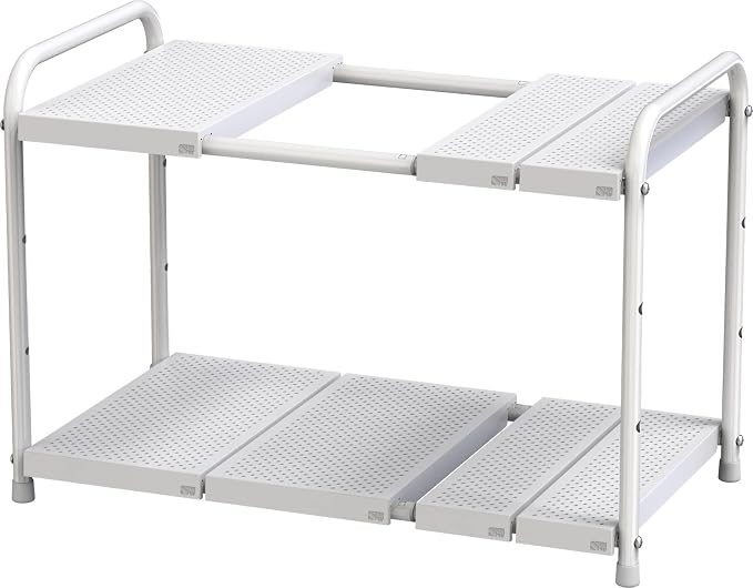 Deco Brothers Under Sink 2 Tier Expandable Shelf Organizer, White by DecoBrothers