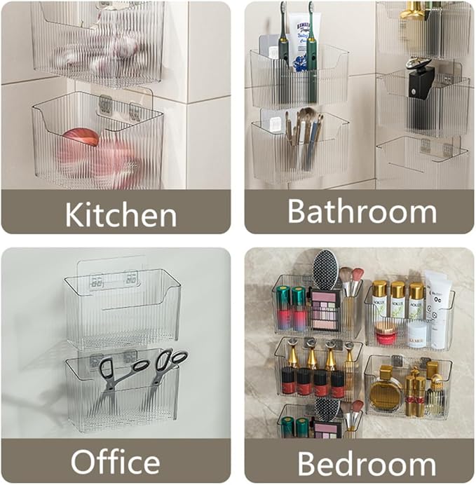 2 Pack Adhesive Cabinet Door Organizer, Storage Bins Lid Organizer Cabinet Wall Mount Pantry Door Caddy Containers for Kitchen Bathroom Countertops - Image 6