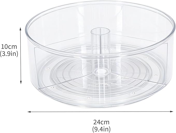 Lazy Susan Turntable Organizer, Plastic Round 360° Medicine & Vitamin Storage Tray, Rotating Pill Bottle Organizer for Bathroom Cabinet, Kitchen Countertop, Pantry, Vanity, Clear - Image 7